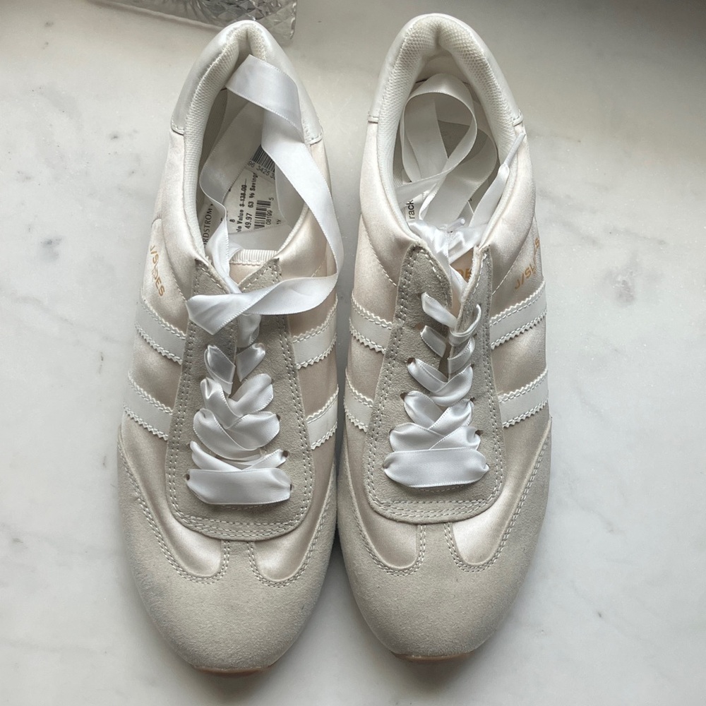 J Slides Champagne Lace-Up Sneakers